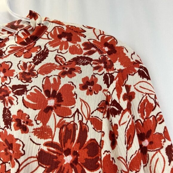 Andree By Unit Womens Blouse Multicolor Floral Bell Sleeve Cutout Back S New - Picture 4 of 12